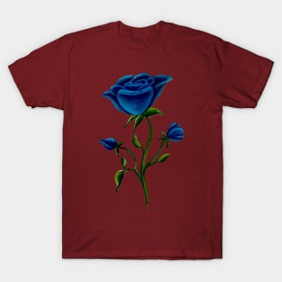 Blue Roses on Pink background T-Shirt